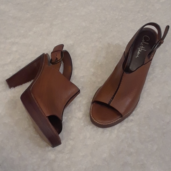 Cole Haan Leather Peep Toe Heels - Picture 8 of 16